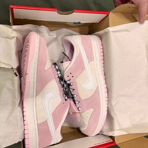 Nike Pink and White Low-Top Suede Sneakers